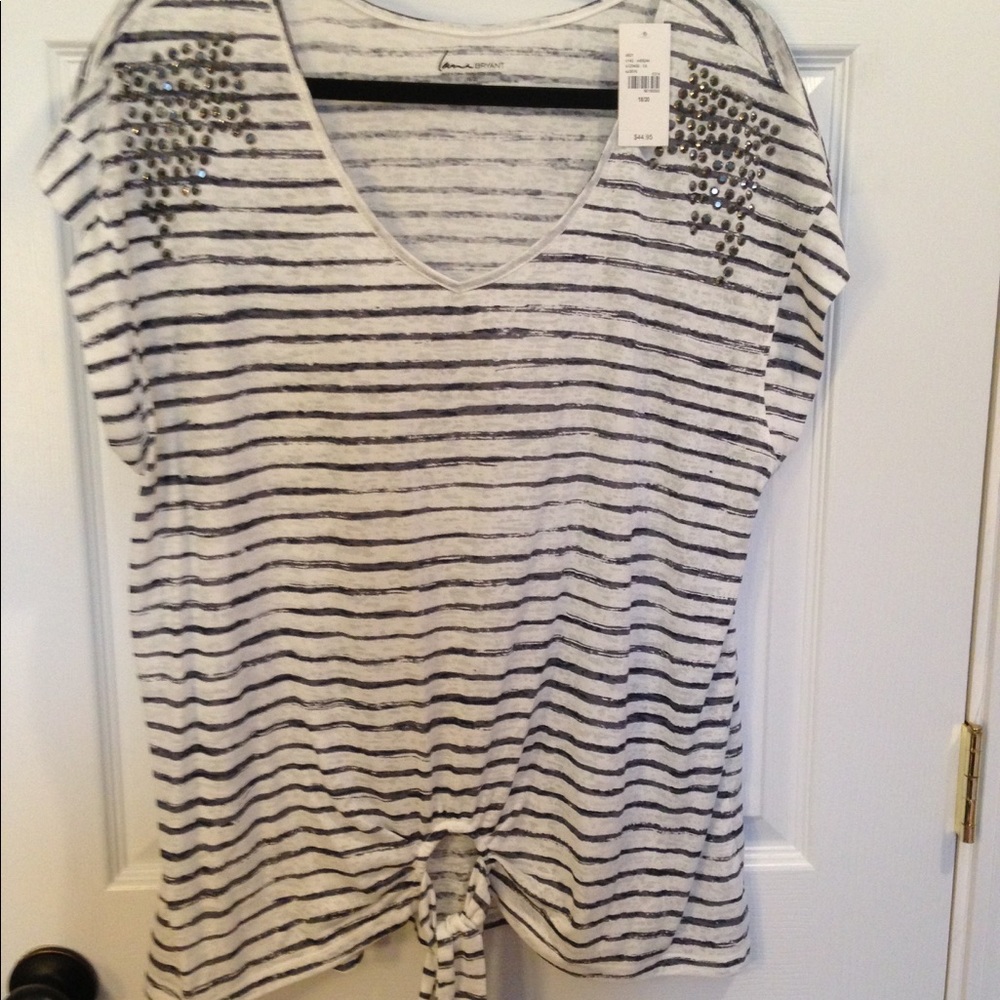 Lane Bryant striped tie bottom top with studs